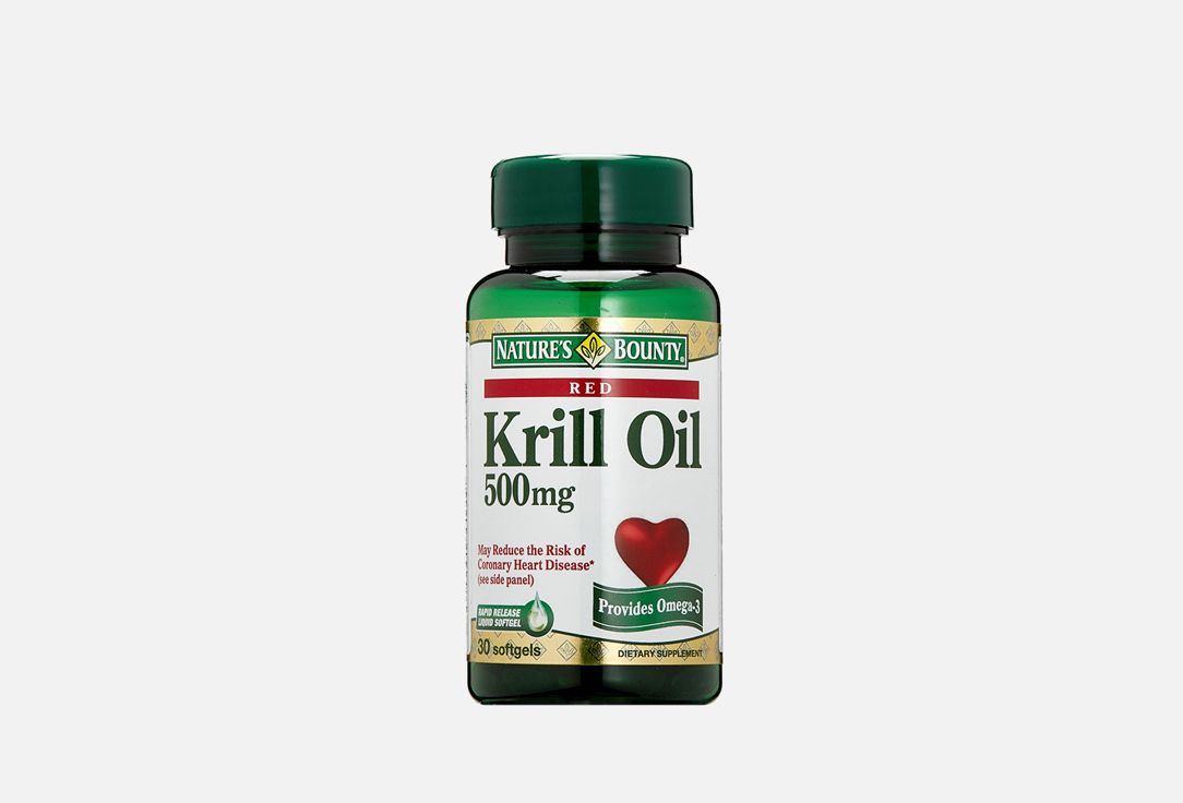 Омега 3 NATURE’S BOUNTY Krill oil 500 мг в капсулах 30 шт биологически активная добавка в капсулах с омега 3 nature’s bounty odor less premium strenght fish oil 1290 mg 90 шт