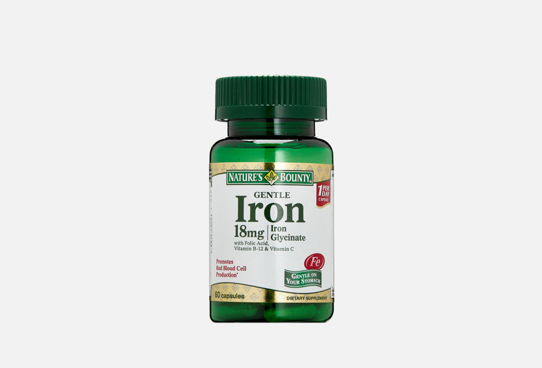 Легкодоступное железо Nature’s Bounty gentle iron 18 mg в капсулах 