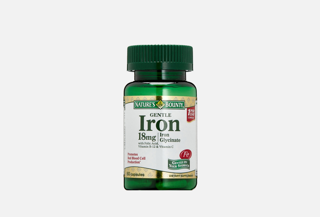 

Легкодоступное железо NATURE’S BOUNTY, Gentle iron 18 mg в капсулах 60 шт