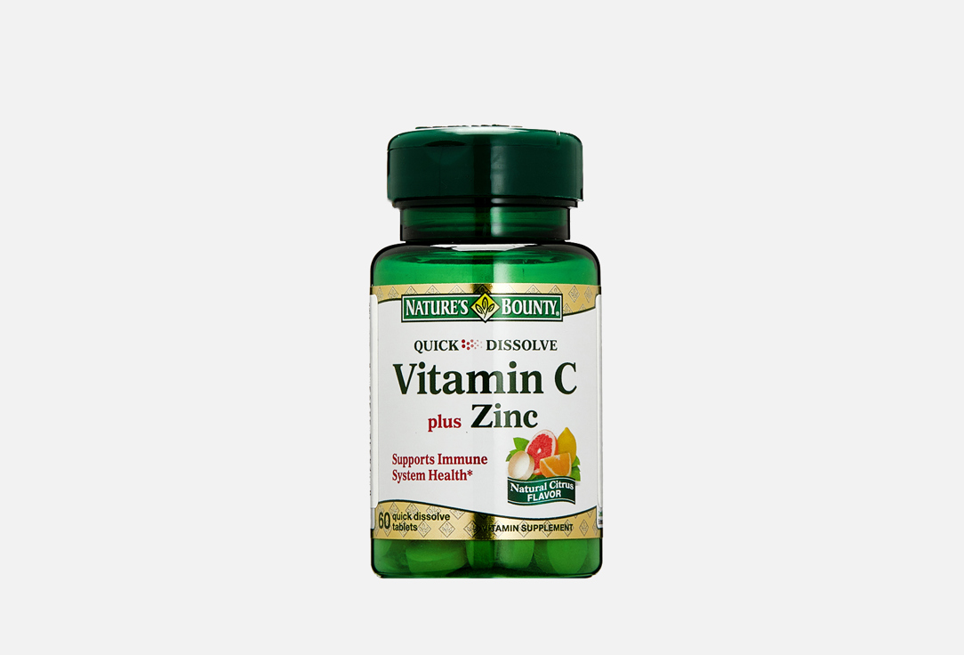 Витамин С + Цинк NATURE’S BOUNTY В таблетках 60 шт витамин с цинк 60 жевательных конфет nature s bounty