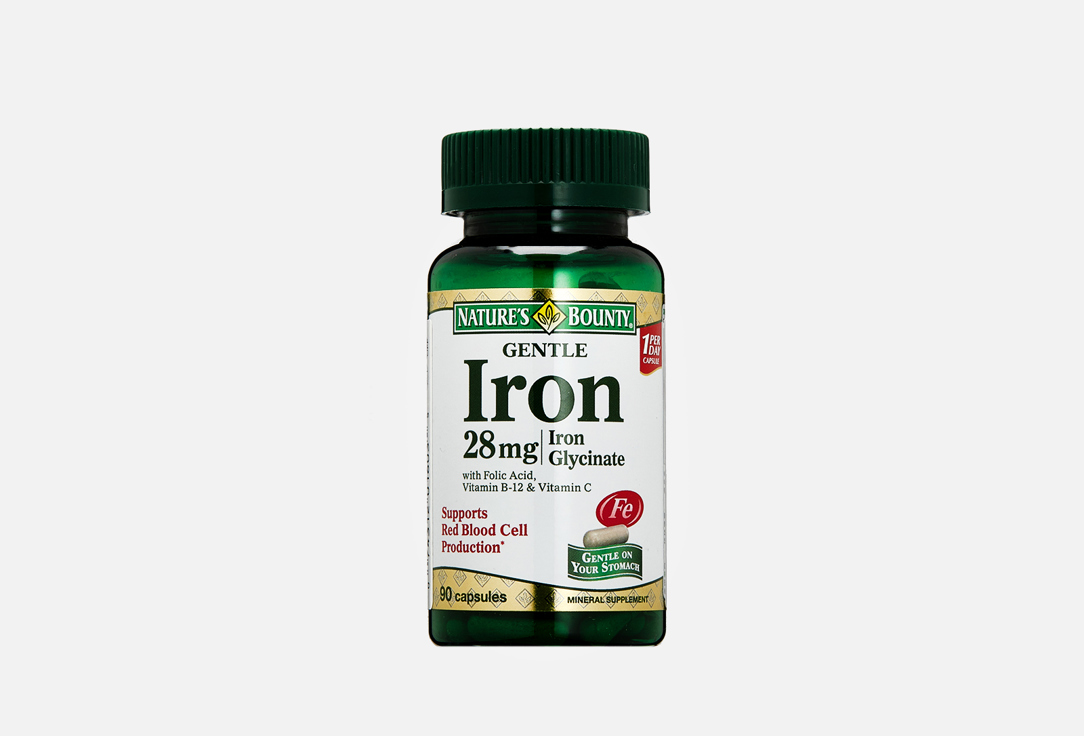 Легкодоступное железо Nature’s Bounty gentle iron 28 мг в капсулах 