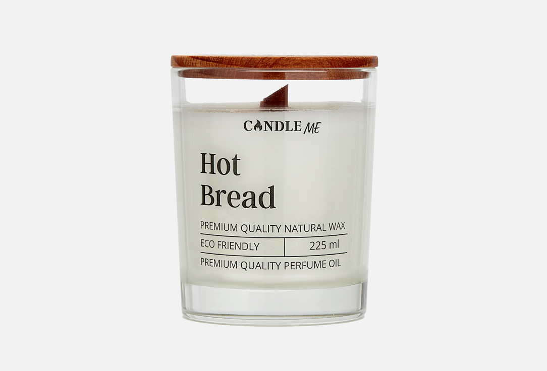 Свеча ароматическая с деревянным фитилем CANDLE ME Hot Bread 225 мл свеча ароматическая из натурального воска candle me brandy 180 мл