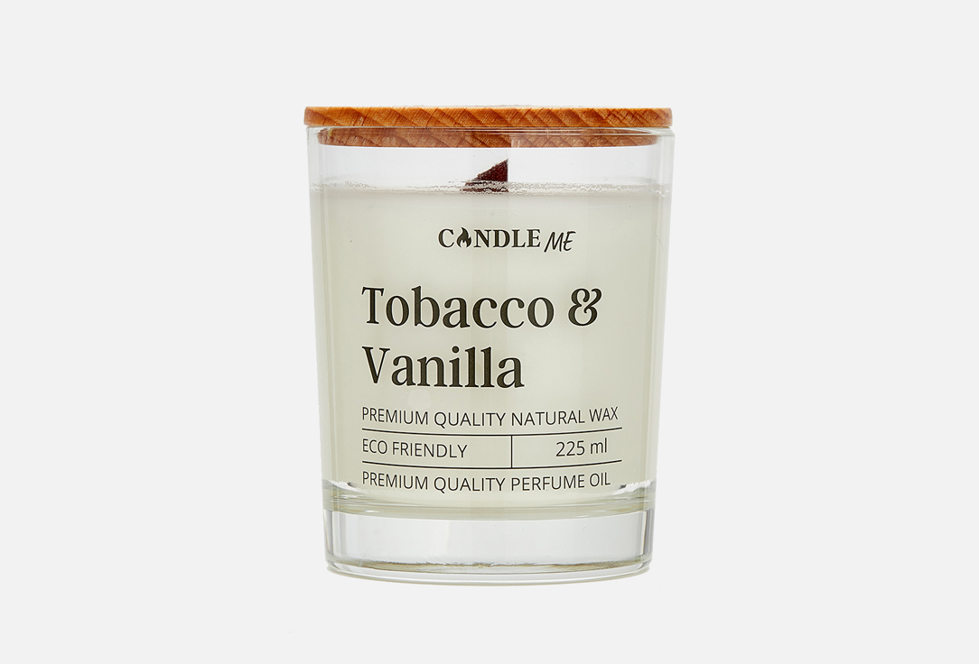 Свеча ароматическая с деревянным фитилем CANDLE ME Tobacco & Vanilla 225 мл свеча limberghome decor свеча ароматическая табак и ваниль с деревянным фитилем