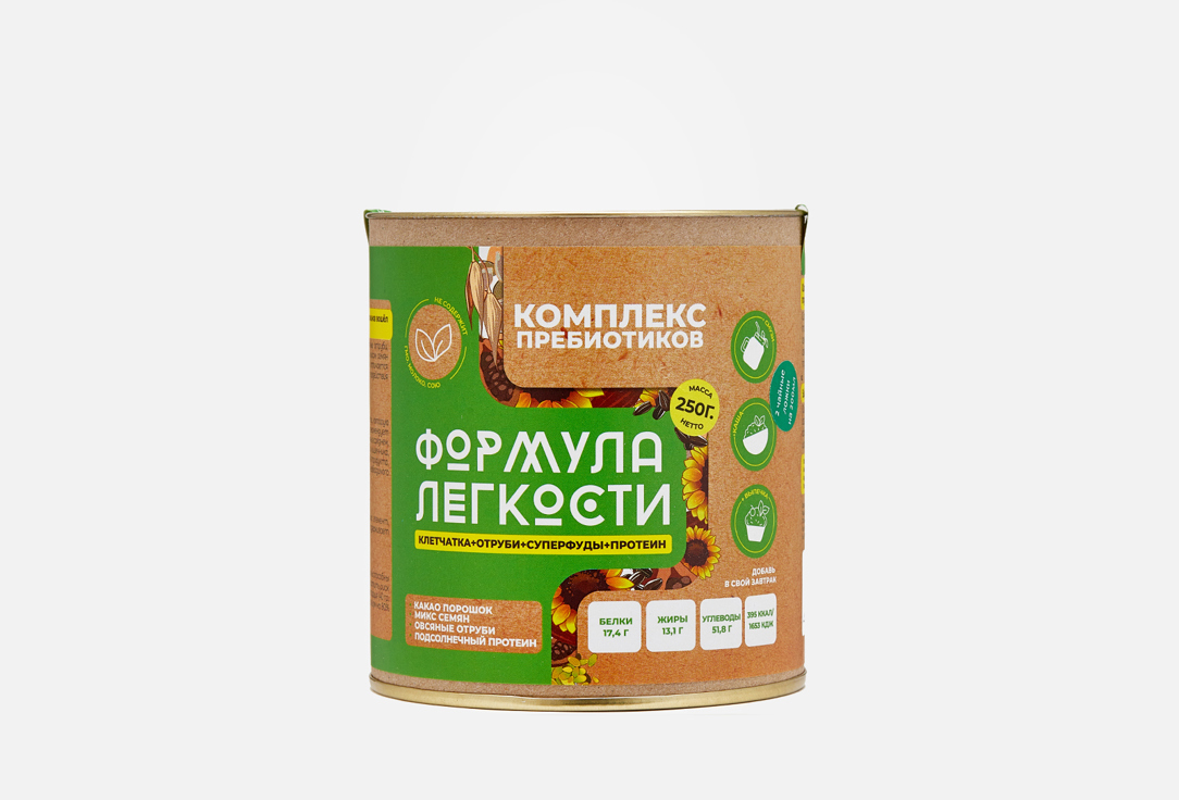 Изображение товара Комплекс пребиотиков Формула Легкости овсяные отруби, семена и какао 250 г