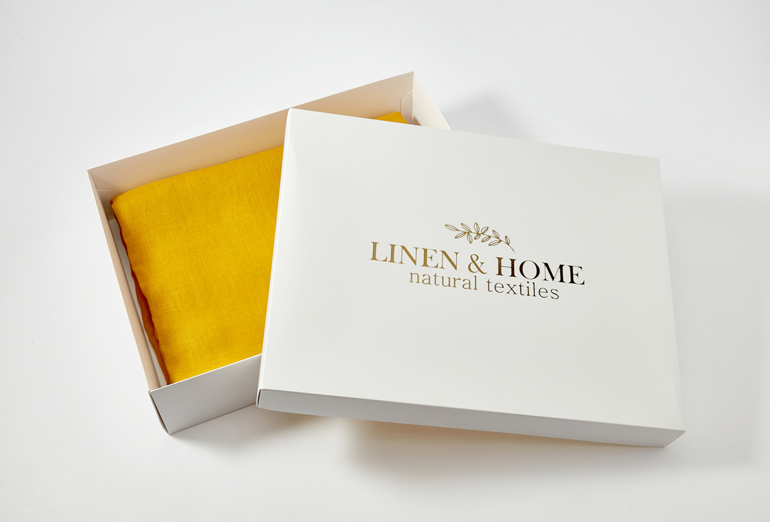 Скатерть льняная LINEN&HOME горчичный 