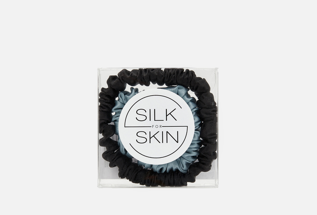 шелковые резинки для волос Silk for Skin черный, серый 
