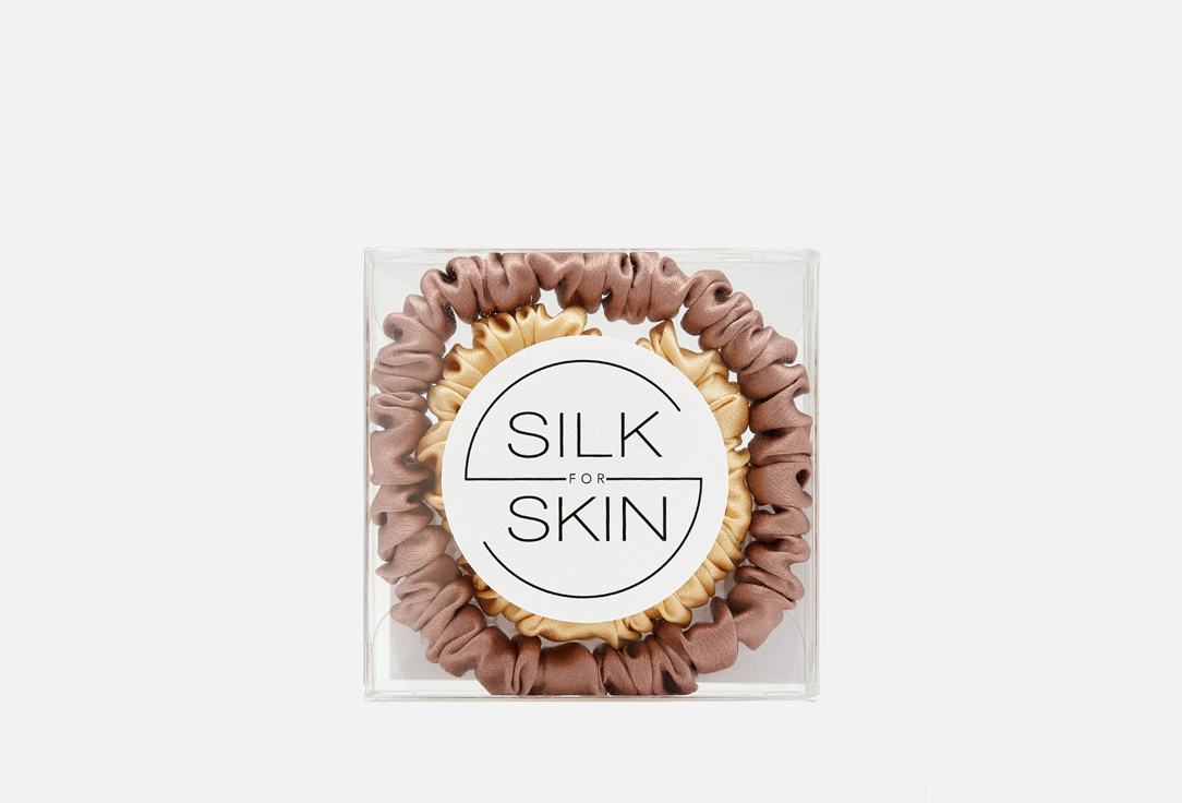 шелковые резинки для волос Silk for Skin золотистый, шоколадный  