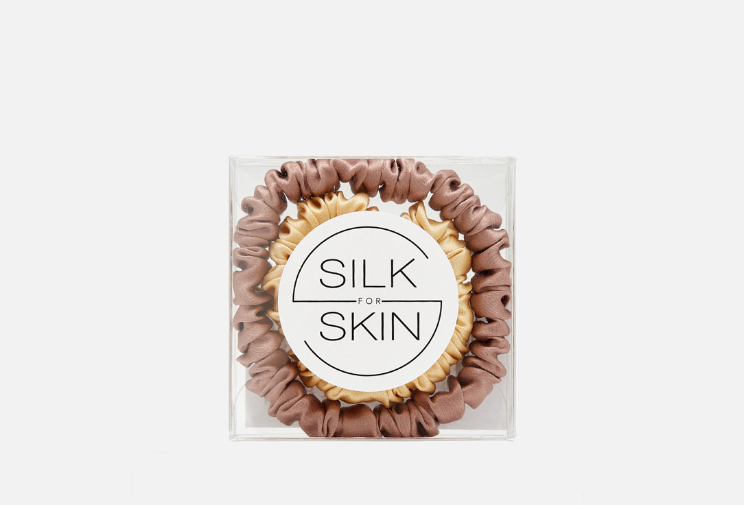

шелковые резинки для волос SILK FOR SKIN, Золотистый, шоколадный 2 шт