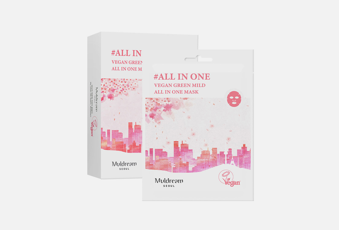 Изображение товара Набор тканевых масок для лица Muldream Vegan Green Mild All In One Mask