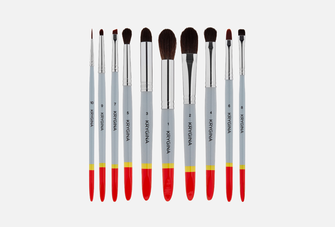 Профессиональный набор из 10 кистей для макияжа KRYGINA COSMETICS Makeup Brushes 1 шт