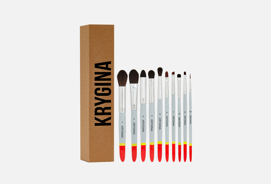 Профессиональный набор из 10 кистей для макияжа  Krygina Cosmetics Makeup Brushes 