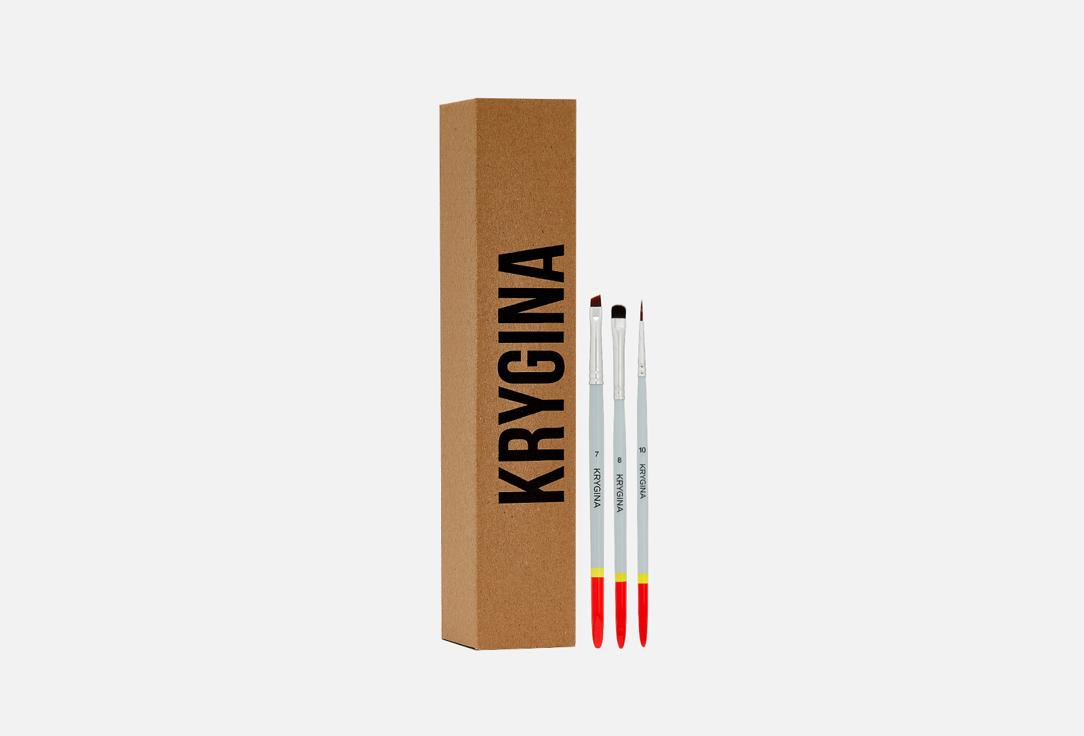 Набор из 3 кистей для графичного макияжа Krygina Cosmetics Makeup Brushes Kit Graphic 