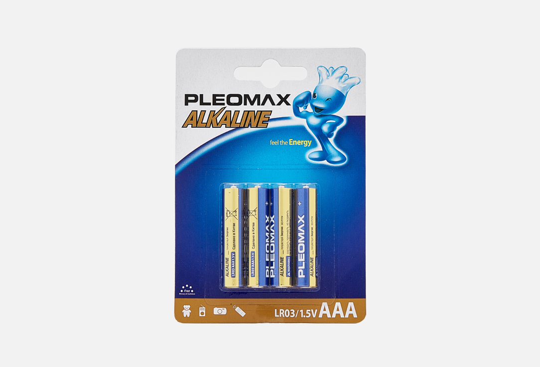 Батарейка PLEOMAX LR03-4BL 4 шт батарейка алкалиновая smartbuy lr06 тип аа блистер 4шт 12 120
