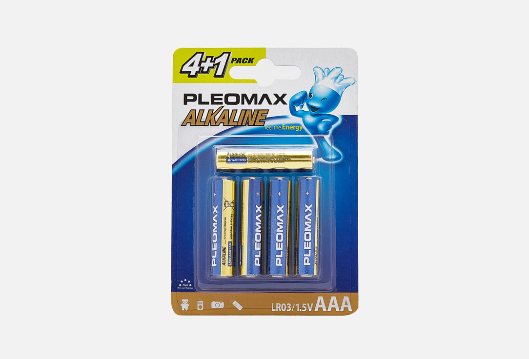 Батарейка PLEOMAX LR03-4+1BL  5 шт батарейка алкалиновая energy pro lr03 16s ааа 104977