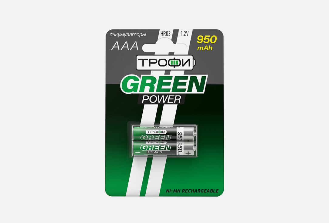 Батарейки ТРОФИ NiMH  HR03-2BL 950 mAh GREEN POWER  2 шт аккумуляторы perfeo aa2500 2bl 2500 mah aa 2 шт