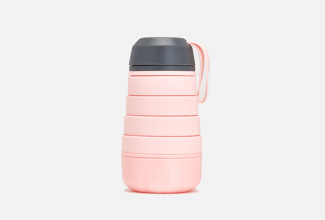 Бутылка BRADEX Силиконовая складная с отсеком для таблеток, розовая 400 мл посуда и инвентарь bradex бутылка спрей для масла