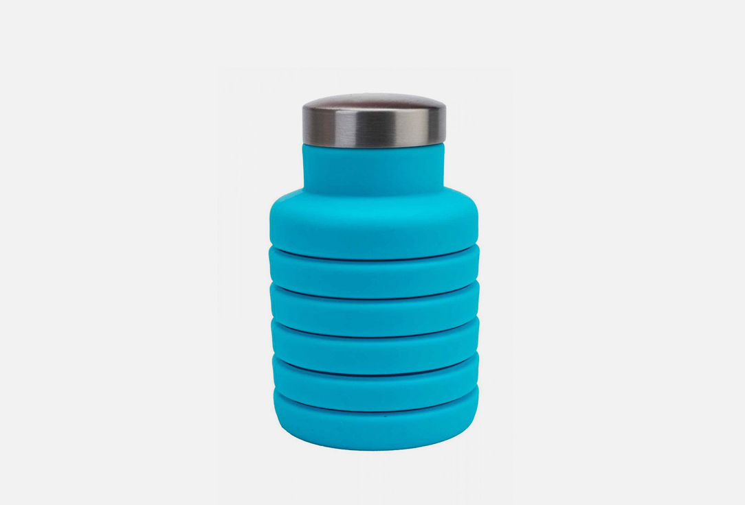 Бутылка для воды BRADEX силиконовая складная с крышкой, голубая 