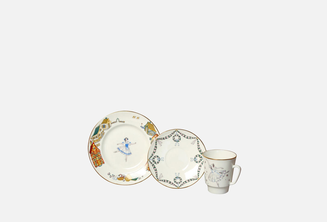Комплект посуды ИМПЕРАТОРСКИЙ ФАРФОРОВЫЙ ЗАВОД Жизель 165 мл чайник золотая лента форма купольная ифз