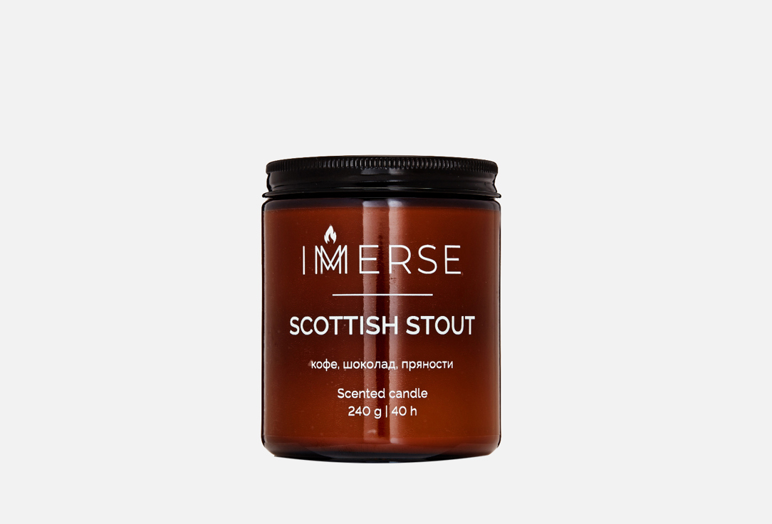 Изображение товара Ароматическая свеча IMMERSE SCOTTISH STOUT 240 мл с деревянным фитилем кофе шоколад специи