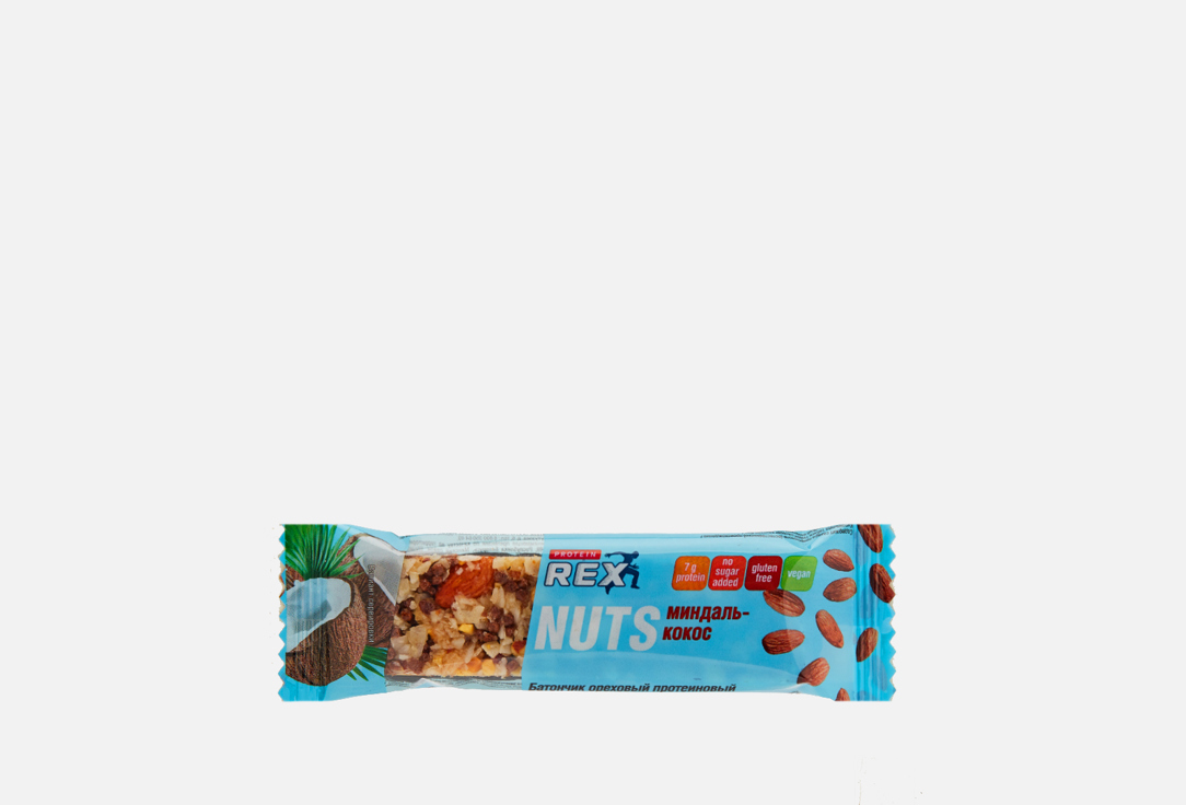 Батончик ореховый протеиновый Protein Rex Nuts Миндаль-кокос 