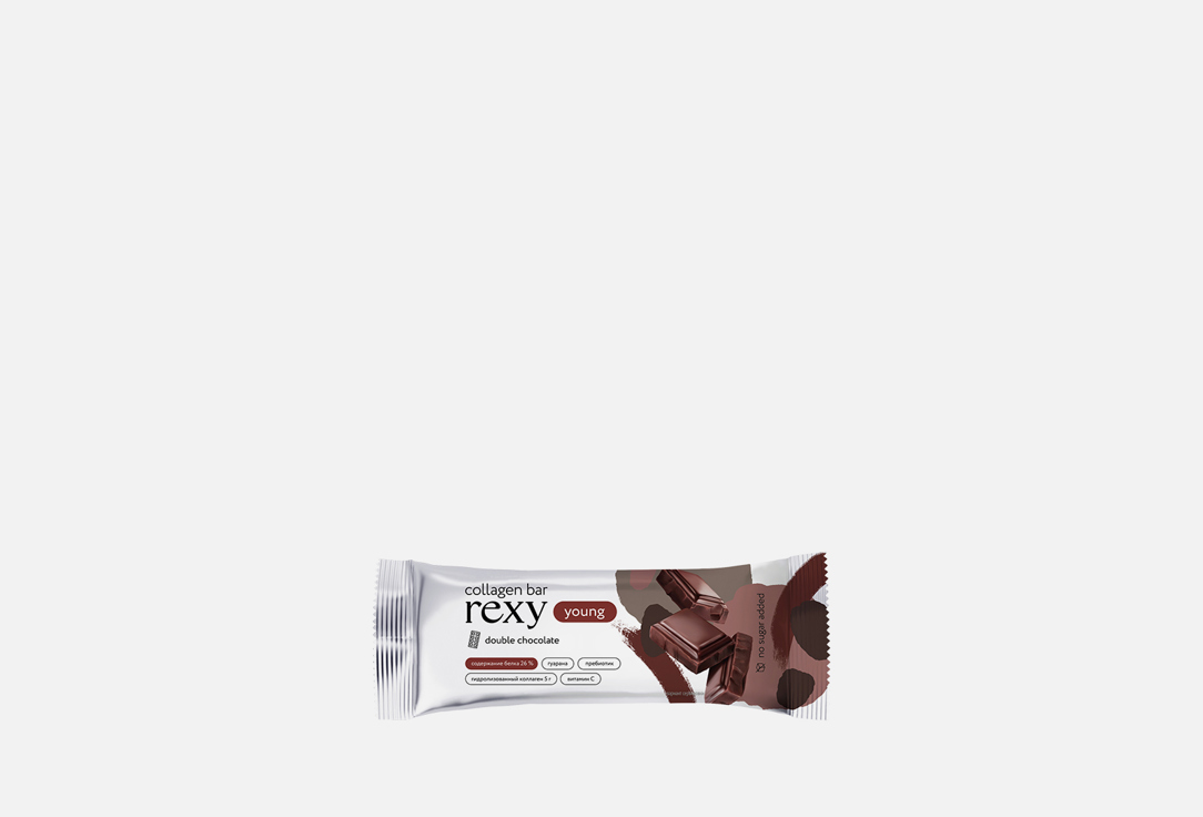 Батончик REXY Двойной шоколад с коллагеном 1 шт батончик с высоким содержанием белка protein rex relax кокос ромашка авокадо 40 мл
