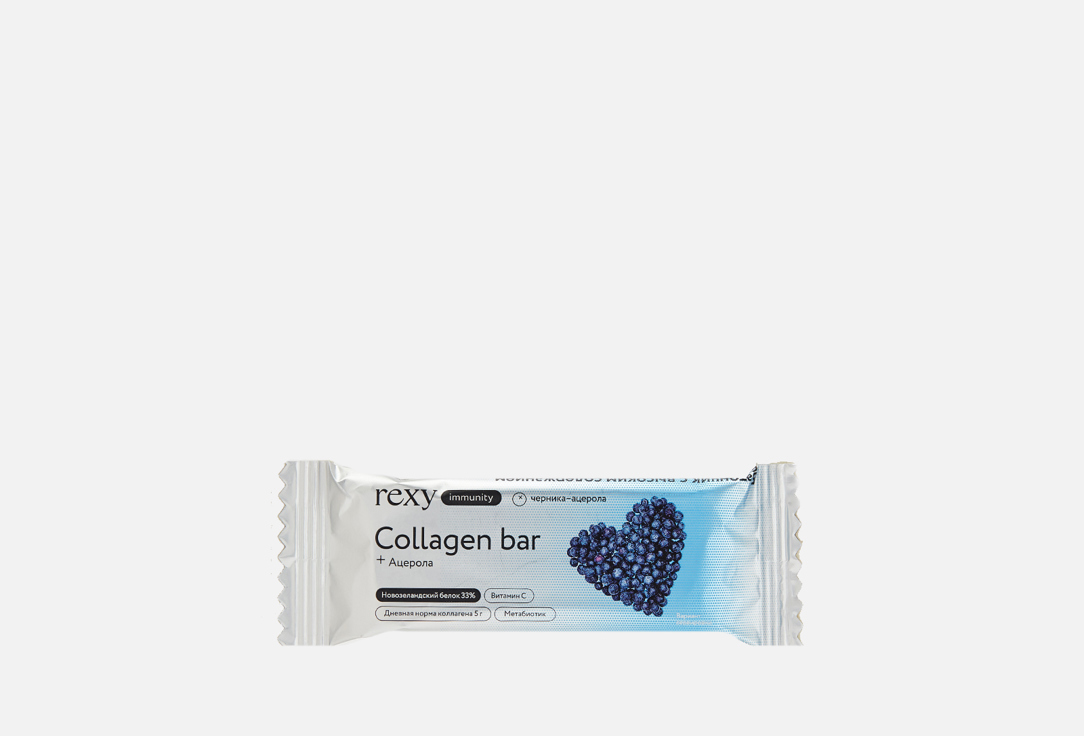 Батончик с высоким содержанием белка Protein Rex Collagen bar Черника-ацерола 