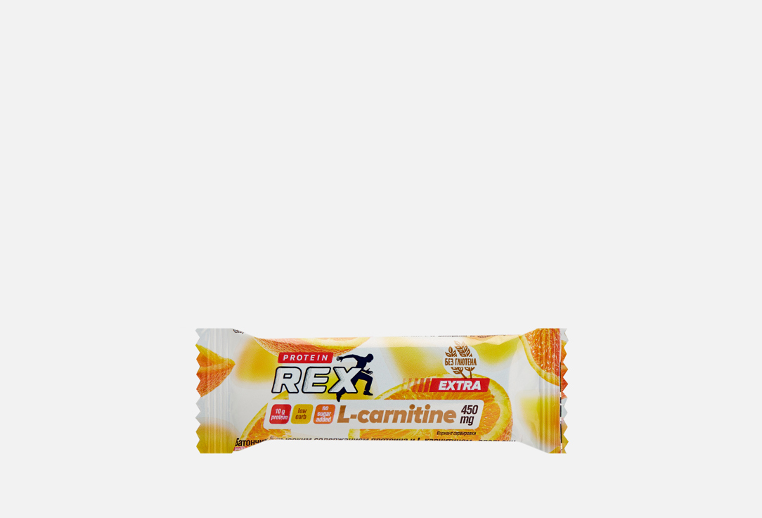 Батончик с высоким содержанием протеина и L-карнитином PROTEINREX Extra Апельсин 1 шт батончик с высоким содержанием белка protein rex collagen bar ананас чиа 40 гр