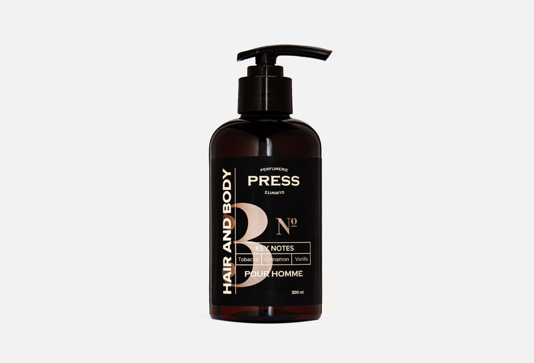 Изображение товара Мужской шампунь-гель 2 в 1 для волос и тела PRESS GURWITZ №3 tobacco cinnamon vanilla 300мл