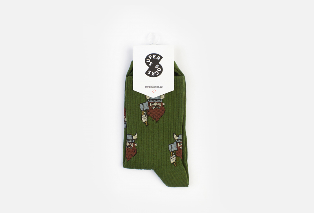 носки super socks пердечный сриступ 35 40 размер Носки зеленые SUPER SOCKS Злой викинг 35-40 мл