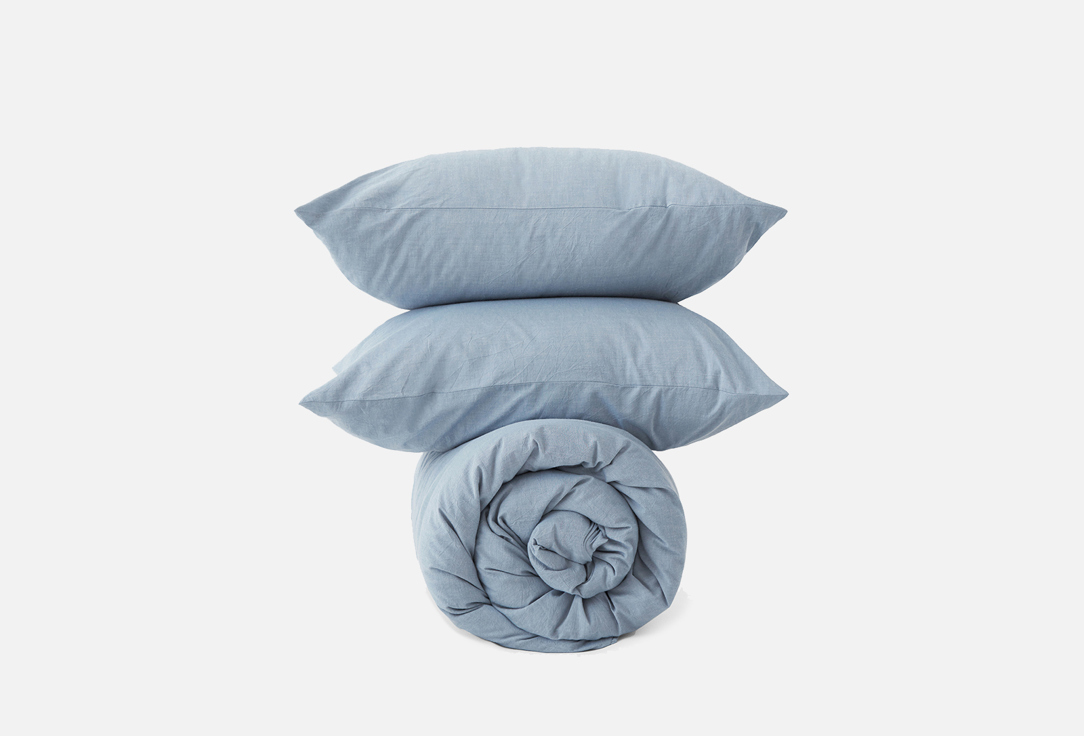 Комплект постельного белья MORФEUS Blue Gray, 1.5-спальный комплект постельного белья morфeus melange lava 1 5 спальный