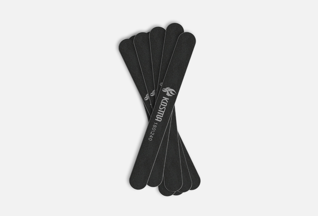 Набор пилок для ногтей 180/240 KOSMA Large black plastic base 50 шт пилка прямая зебра на пластиковой основе толстая подложка абразив 180 240 длина 180 мм 10 шт уп