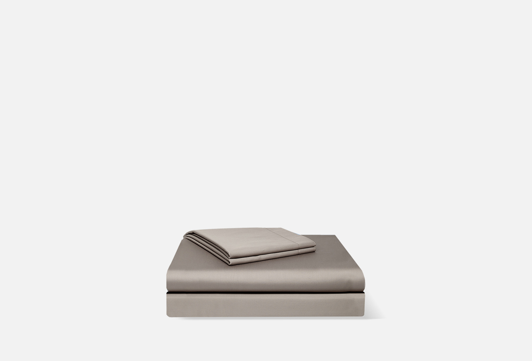 Комплект постельного белья home story бежево-серый, двуспальный, на резинке 