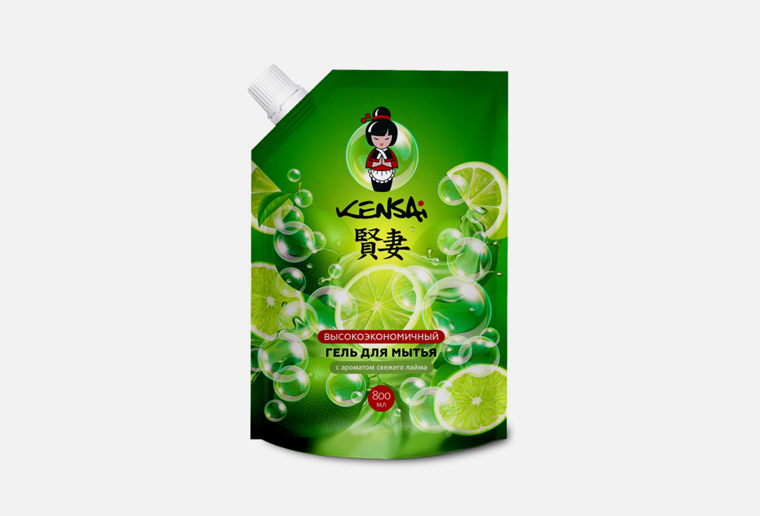 Изображение товара Гель для мытья посуды, овощей, фруктов, детских принадлежностей Kensai с ароматом лайма, сменный блок