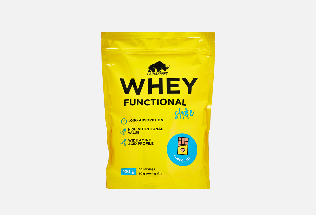 Коктейль протеиновый PRIME KRAFT Whey Functional Shake, Шоколад 900 г