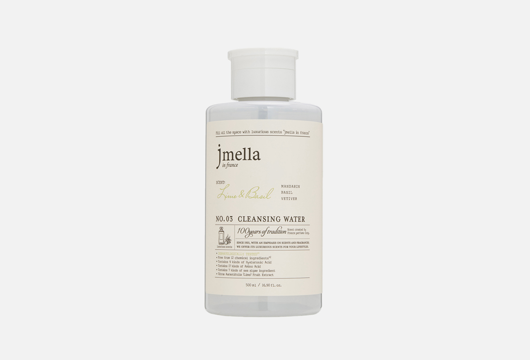 Парфюмированная мицеллярная вода для снятия макияжа JMELLA IN FRANCE LIME & BASIL CLEANSING WATER 500 мл парфюмированный гель для душа jmella in france lime