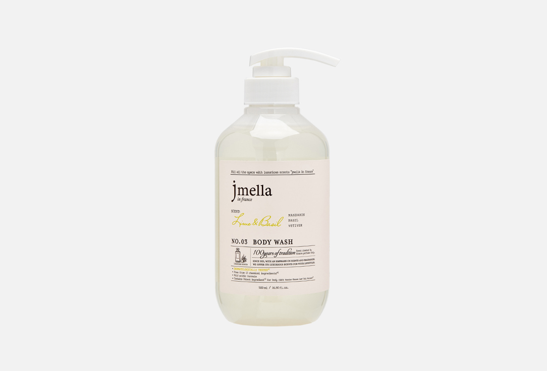 Парфюмированный гель для душа JMELLA In france Lime & Basil Body Wash 500 мл парфюмированная мицеллярная вода для снятия макияжа jmella in france lime