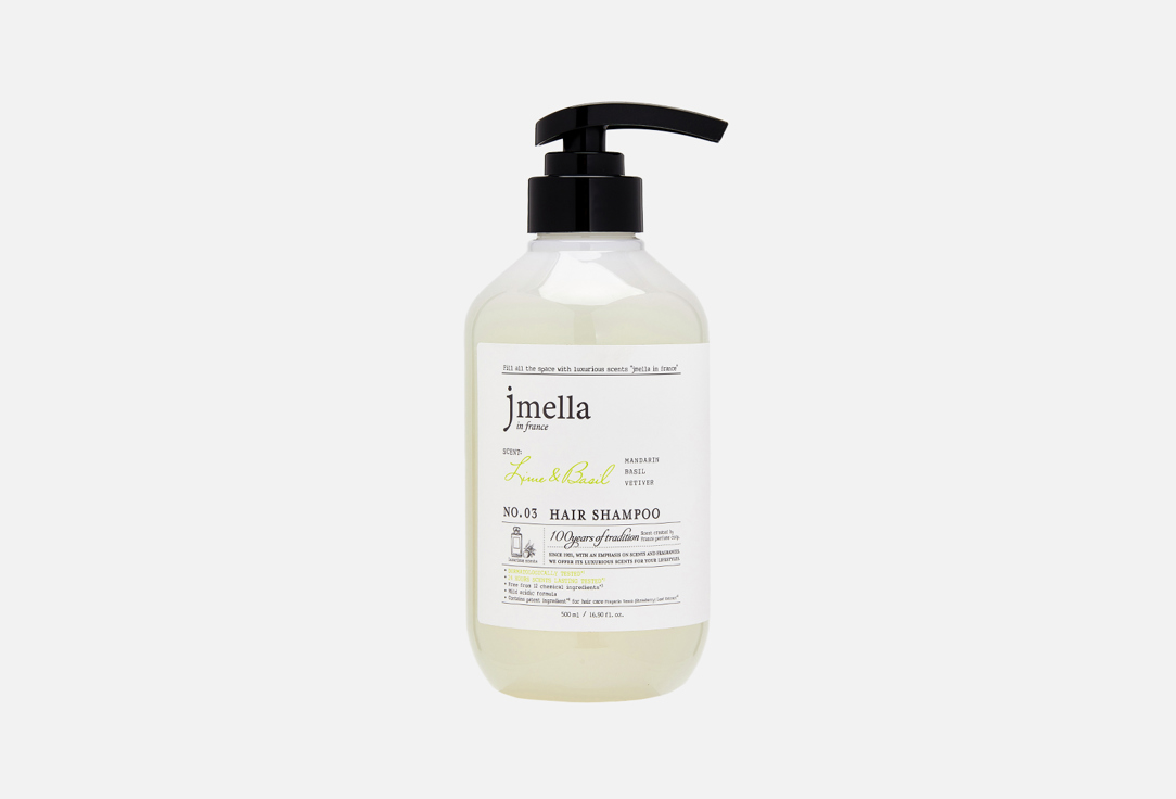 Парфюмированный шампунь для волос JMELLA IN FRANCE LIME & BASIL HAIR SHAMPOO 500 мл парфюмированный крем для рук jmella in france lime