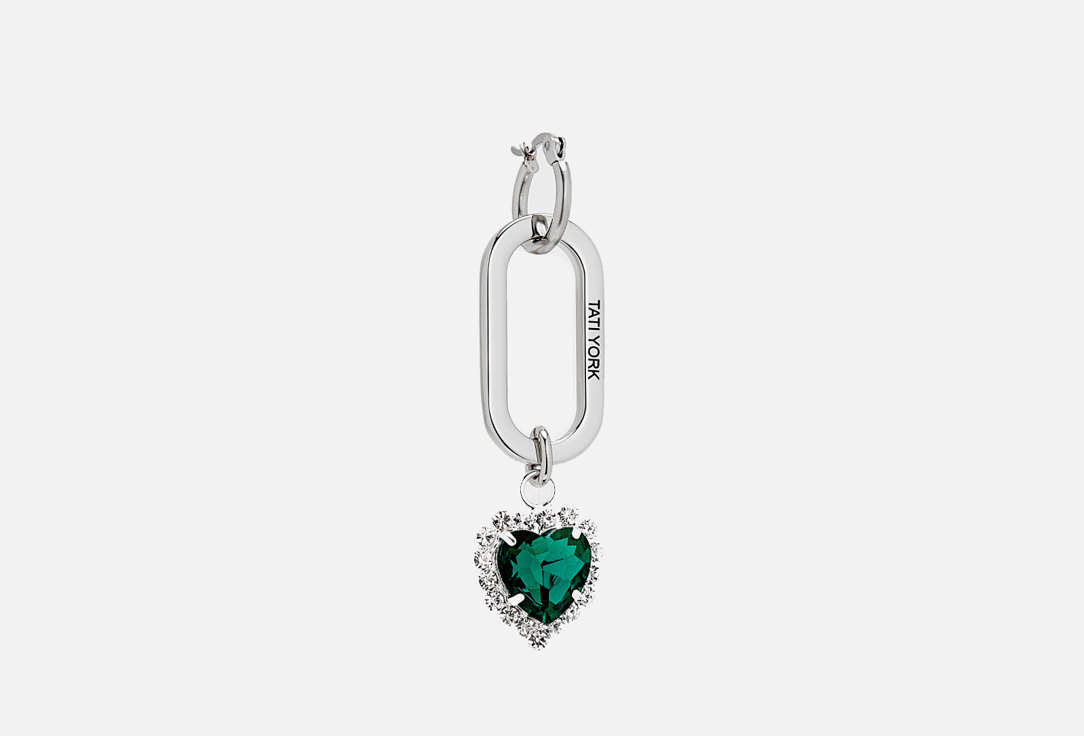 Моносерьга TATI YORK COLORED HEART green 1 шт ожерелье tati york iron heart 2 0