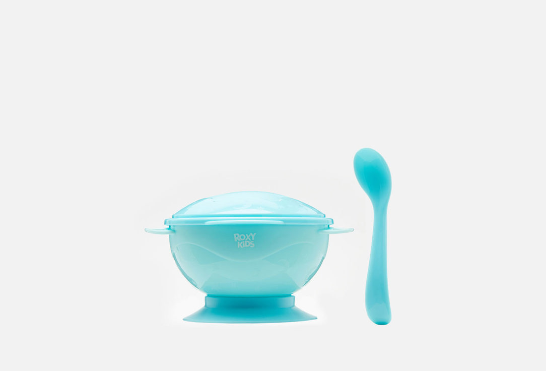 Набор для кормления: тарелка на присоске, крышка и ложка ROXY-KIDS Голубой 1 шт