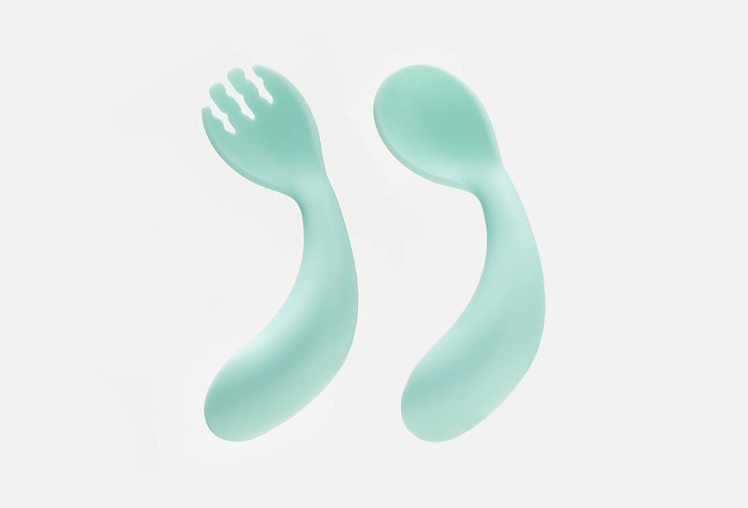 

Набор столовых приборов для малышей, ложка и вилка ROXY-KIDS, Голубой, Мятный 2 шт