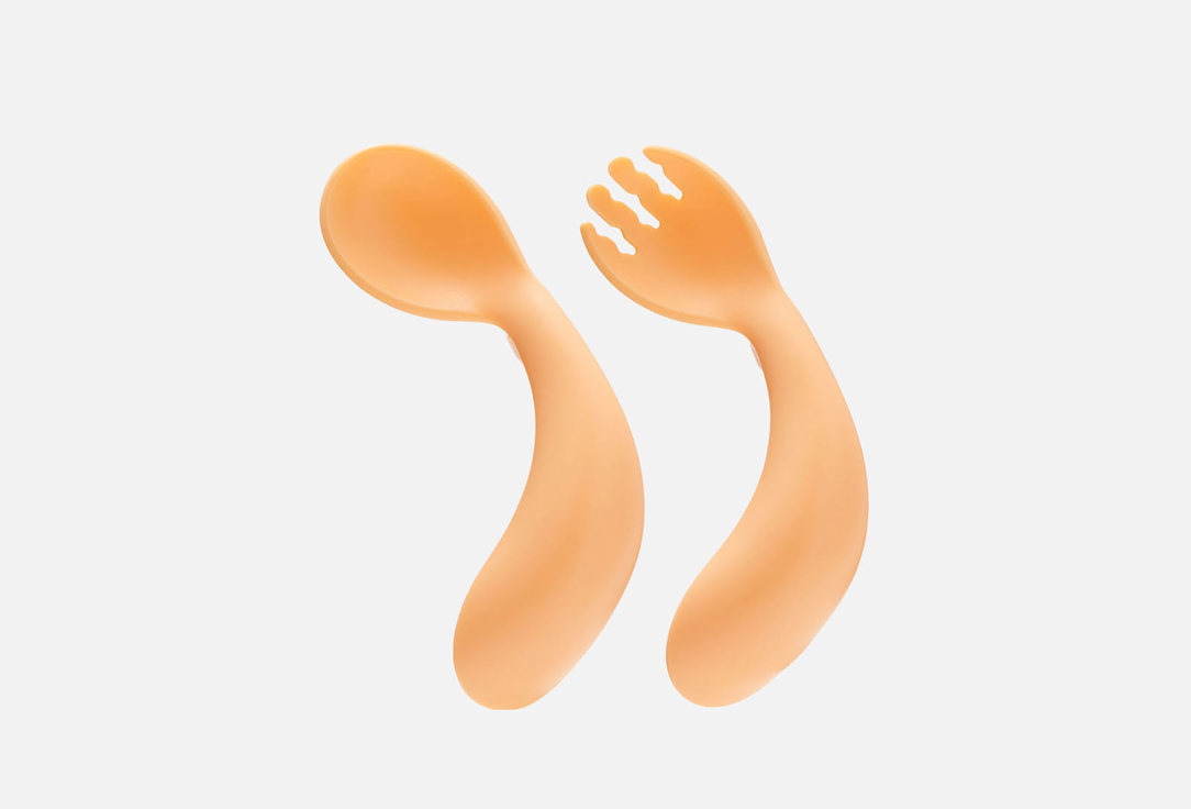 

Набор столовых приборов для малышей, ложка и вилка ROXY-KIDS, Оранжевый, Персиковый 2 шт