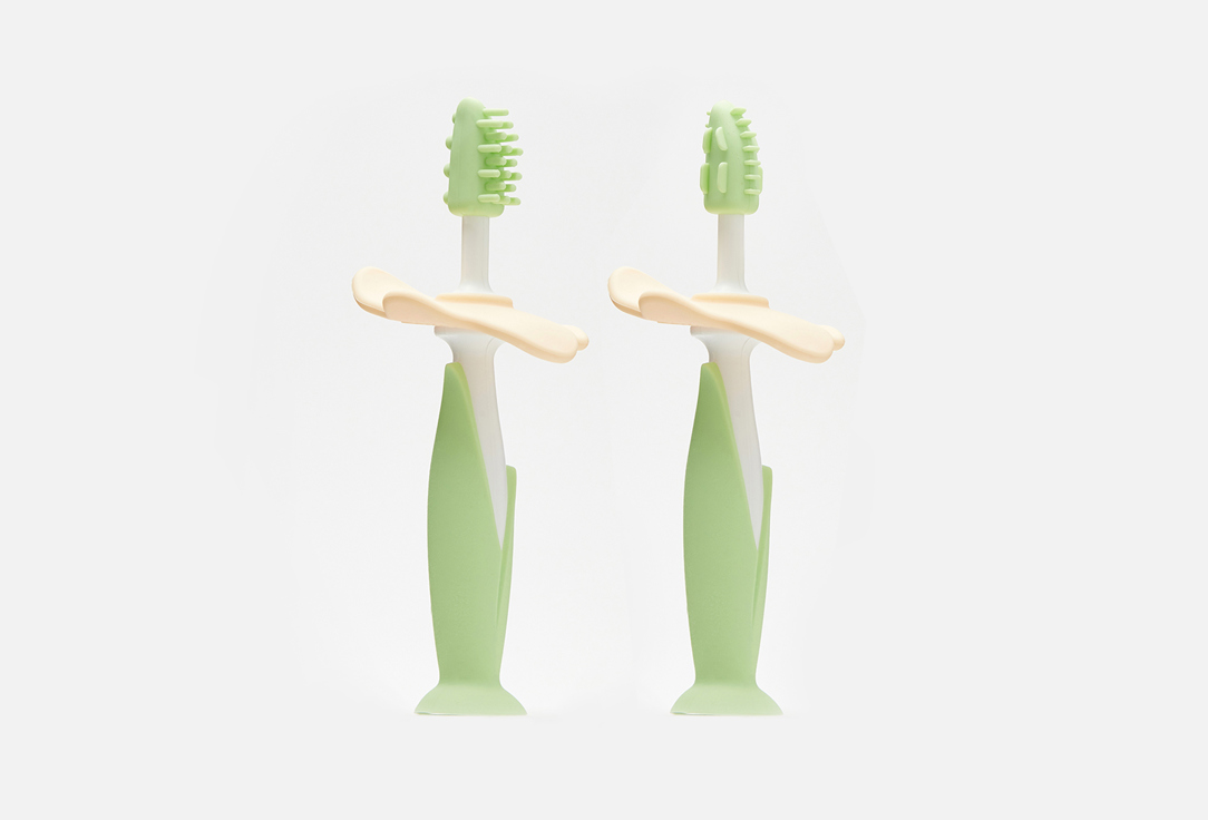 Набор: зубные щетки-массажеры для малышей ROXY-KIDS Мятный 2 шт цена и фото