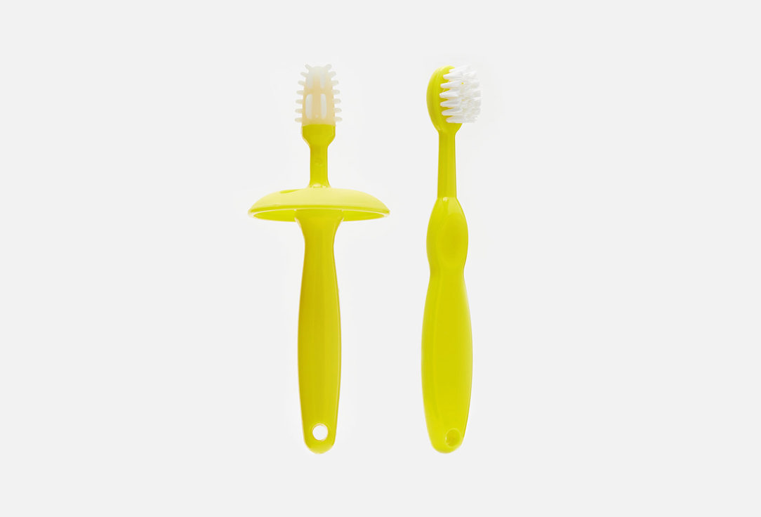 Набор: зубная щетка и щетка-массажер для малышей ROXY-KIDS Желтый 2 шт цена и фото