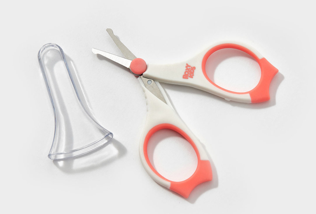 Маникюрные ножницы для новорожденных с прорезиненными ручками Roxy-kids цвет коралловый 