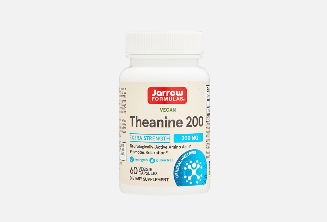 БИОЛОГИЧЕСКИ АКТИВНАЯ ДОБАВКА JARROW FORMULAS Theanine 200 mg 60 шт jarrow formulas nmn никотинамид мононуклеотид 60 таблеток
