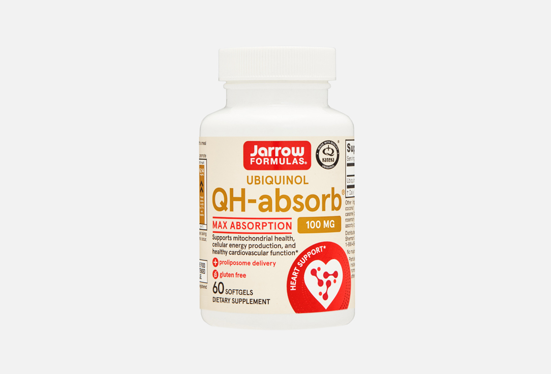 БИОЛОГИЧЕСКИ АКТИВНАЯ ДОБАВКА JARROW FORMULAS Ubiquinol QH-Absorb 100 mg 60 шт jarrow formulas убихинол qh absorb ppq 60 мягких таблеток