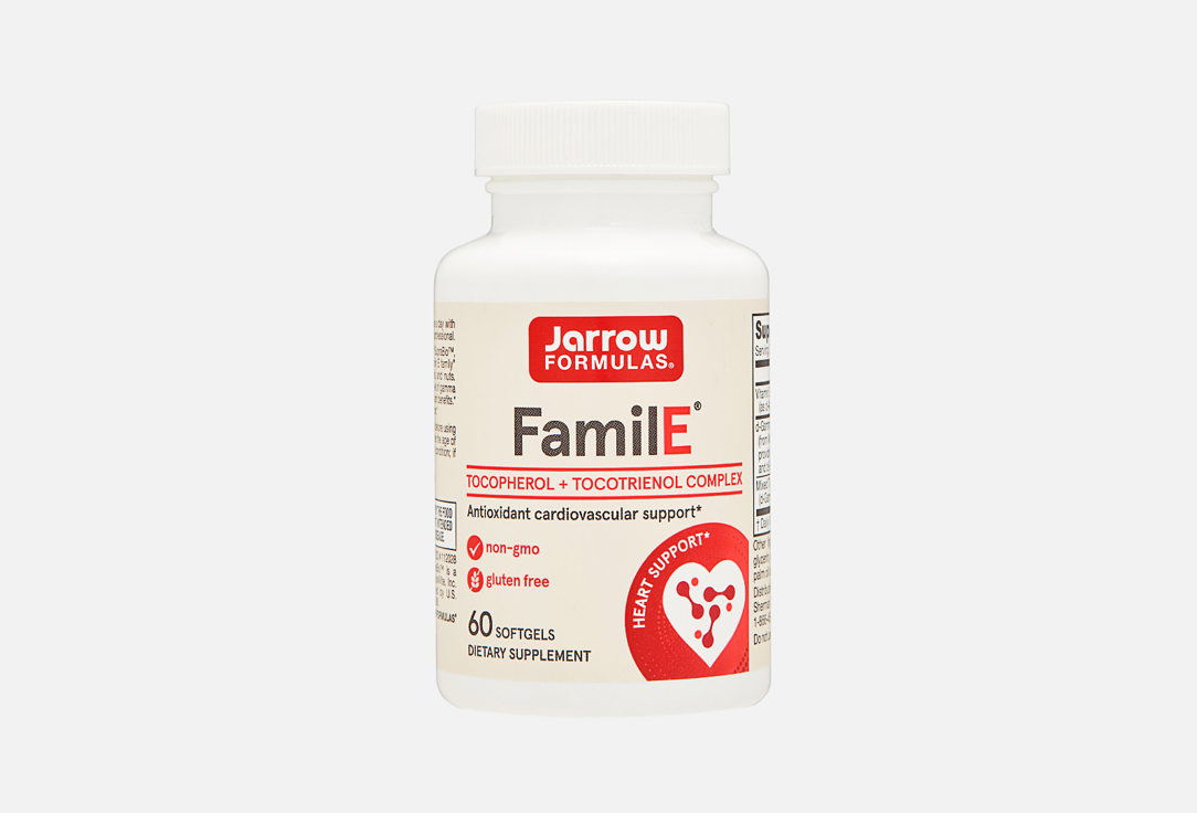 Витамин E, Комплекс токоферолов JARROW FORMULAS Famil-E 60 шт витамин e комплекс токоферолов jarrow formulas famil e 60 шт