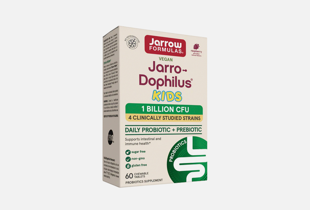 Пробиотики для детей со вкусом малины Jarrow Formulas Jarro-Dophilus Kids 1 billion CFU в жевательных таблетках 