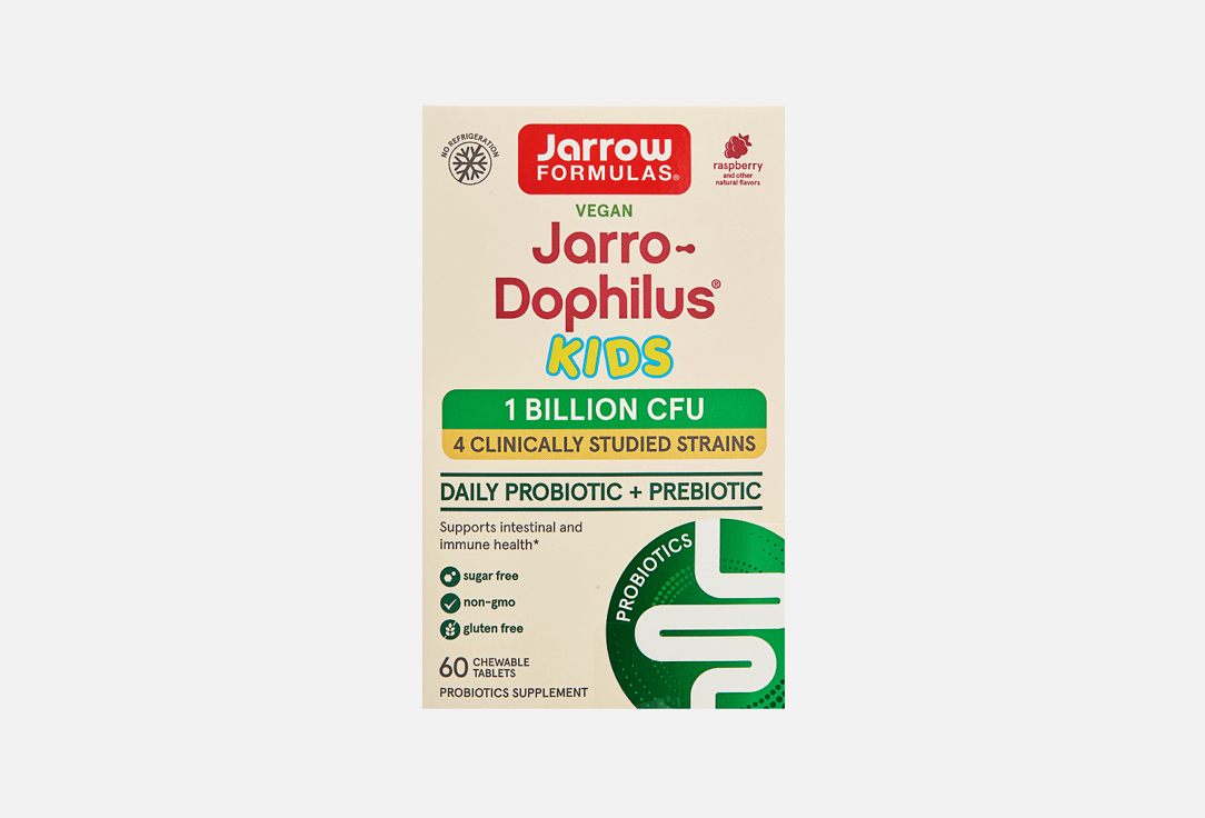 Пробиотики для детей со вкусом малины Jarrow Formulas Jarro-Dophilus Kids 1 billion CFU в жевательных таблетках 
