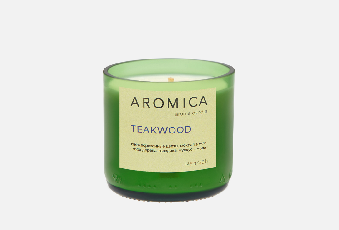 Изображение товара Ароматическая свеча AROMICA Teakwood из соевого воска 125 г с древесно-пряным ароматом